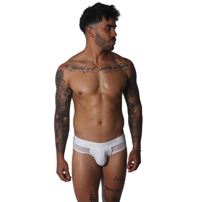 Provocative White Brief on model by Gigo Underwear