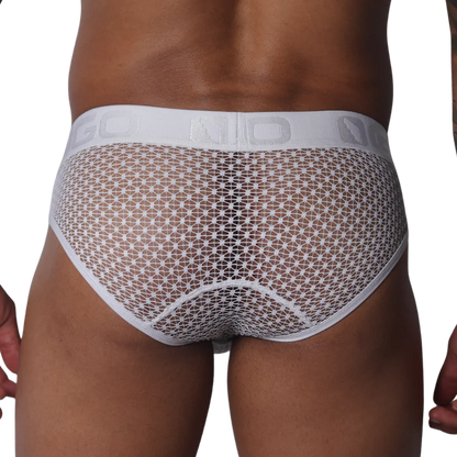 Provocative White Brief back view by Gigo Underwear