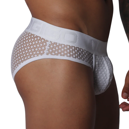 Provocative White Brief front view by Gigo Underwear