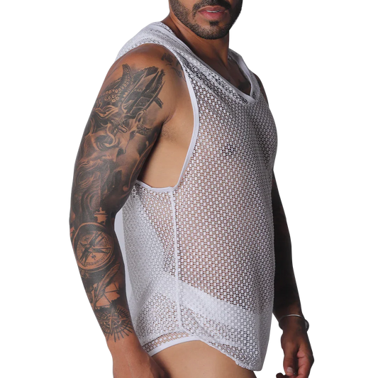 Provocative White Hoody Tshirt front view by Gigo Underwear