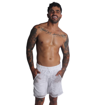 Provocative White Short on model by Gigo Underwear