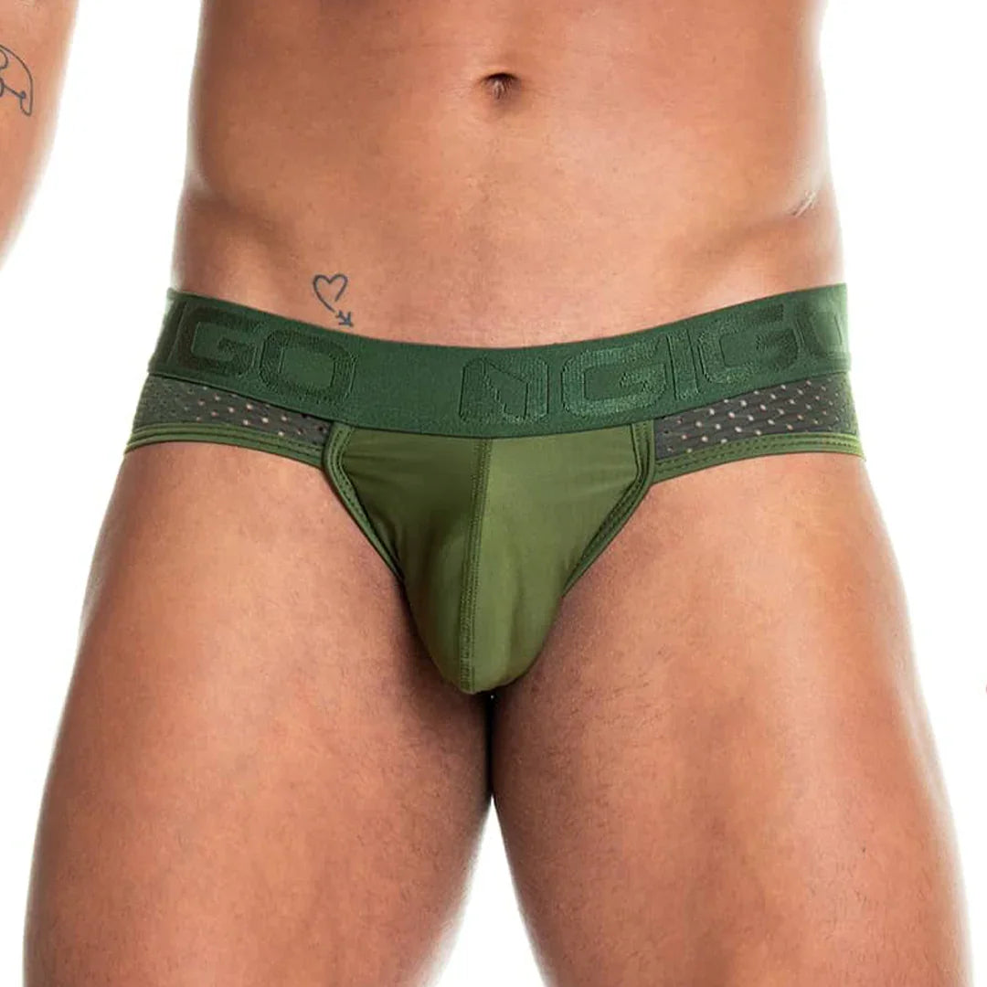 Prudence Green Brief front view by Gigo Underwear