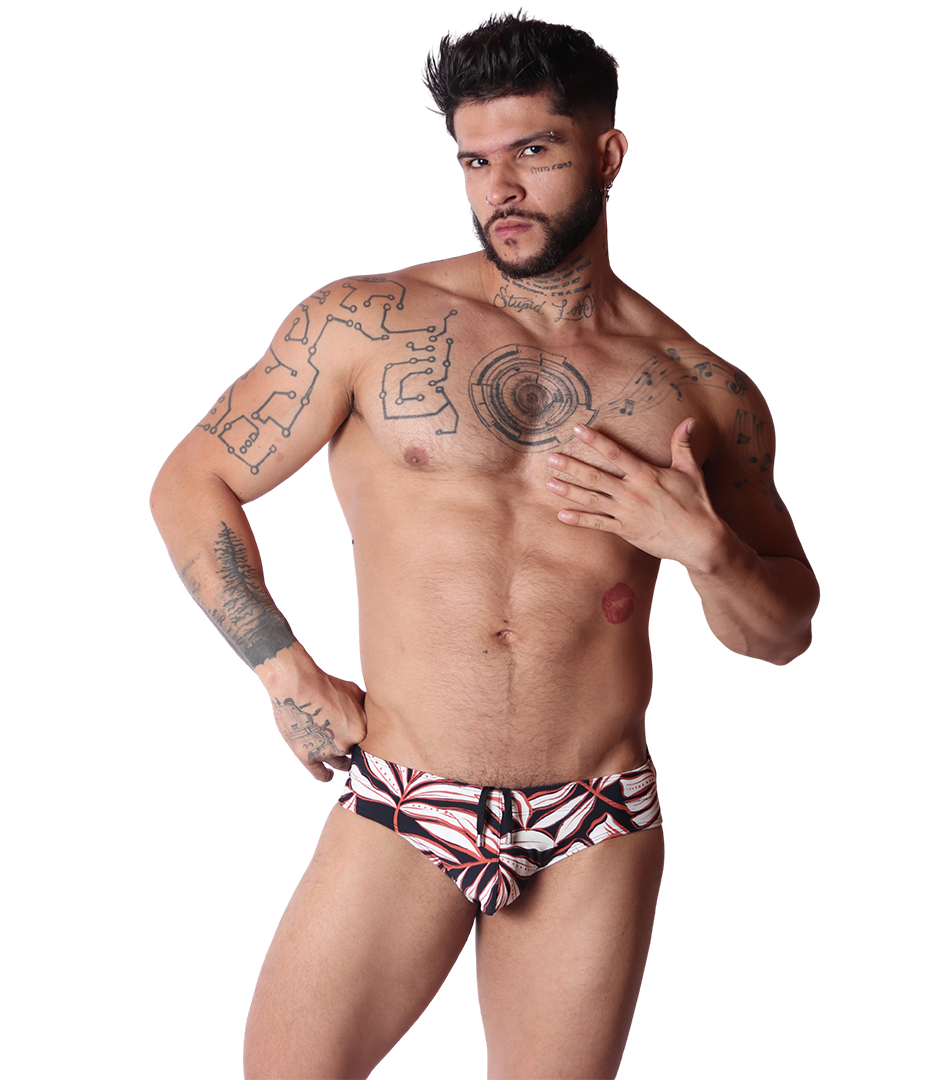 Prisma Black Swim Brief on model by Gigo Underwear