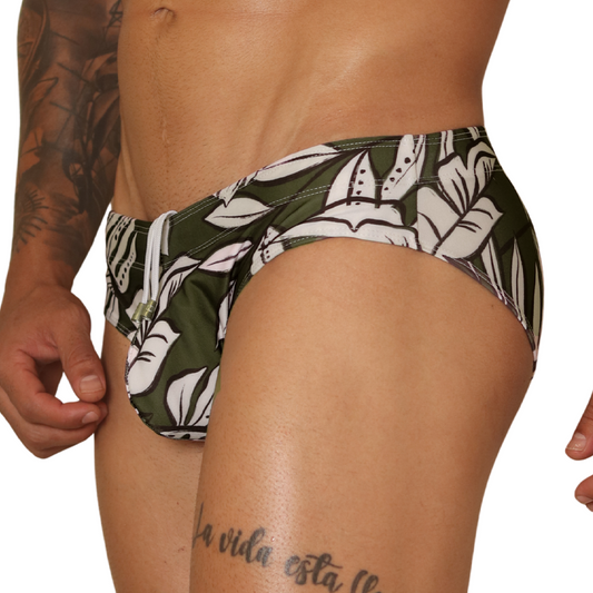 Prisma Green Swim Brief front view by Gigo Underwear