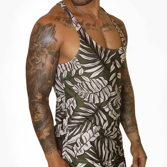 Prisma Green Tank front view by Gigo Underwear