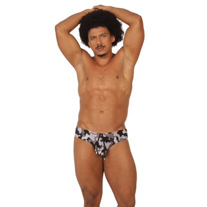 RANK CAMOUFLAGED SWIM BRIEF - Bold Men's Brief with Contrasting Waistband