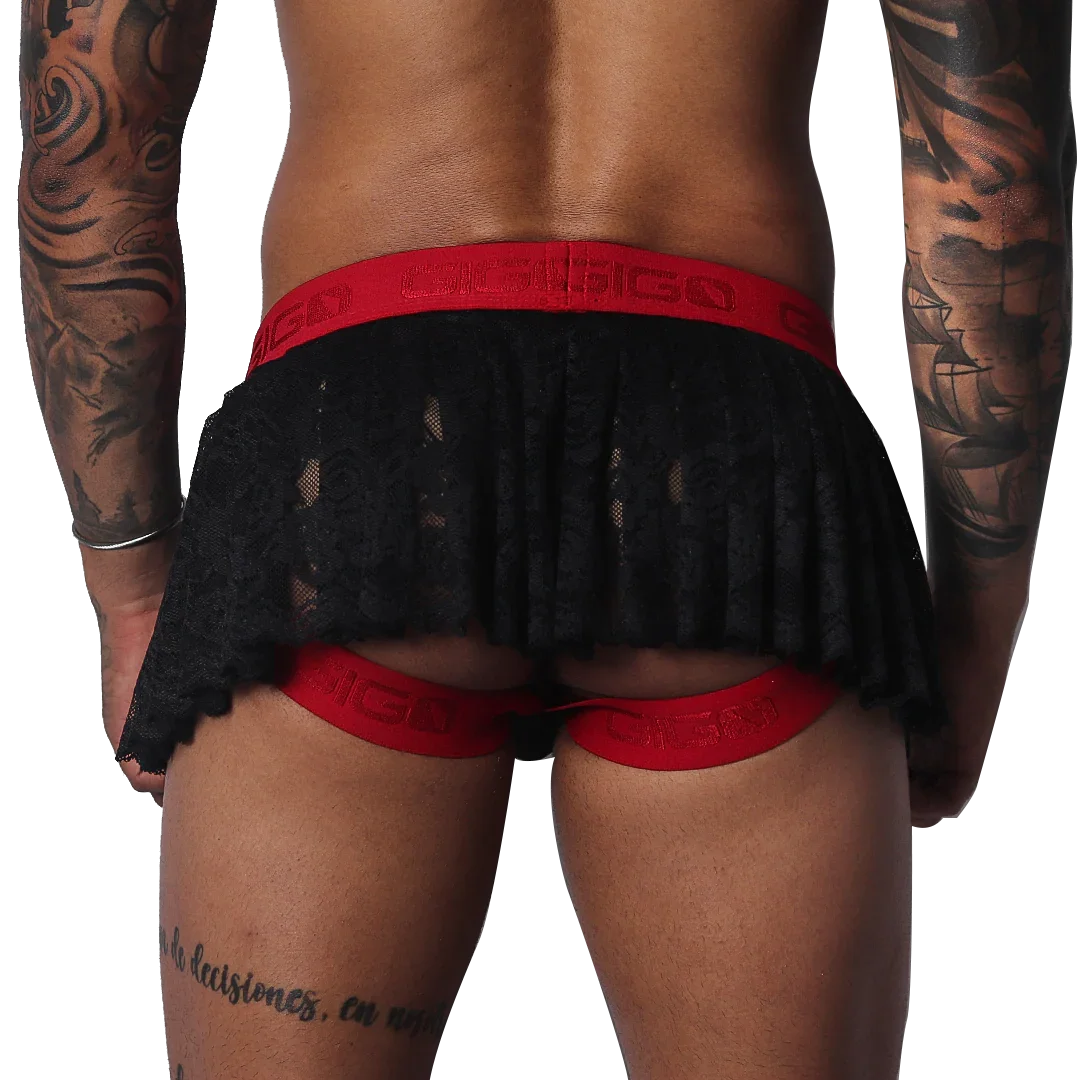 Romantic Black Skirt back view by Gigo Underwear