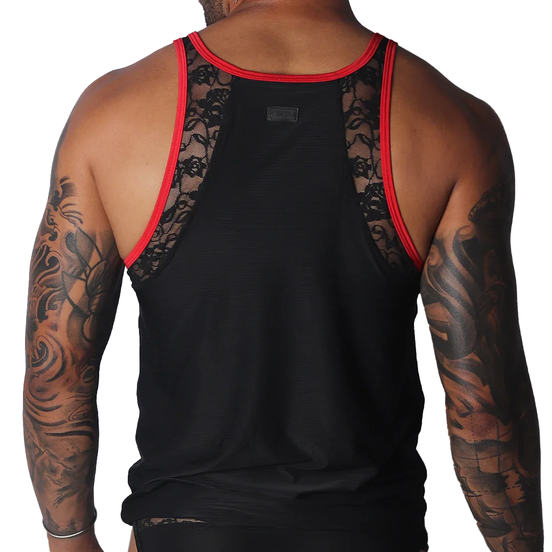 Romantic Black Tank back view by Gigo Underwear