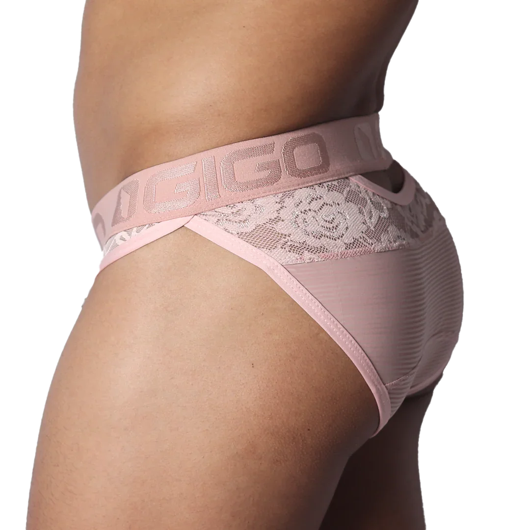 Romantic Pink Brief front view by Gigo Underwear