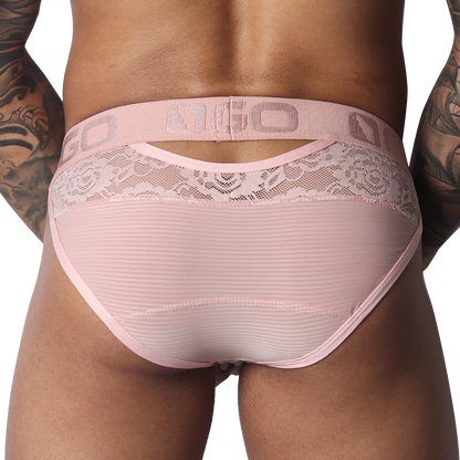 Romantic Pink Brief back view by Gigo Underwear