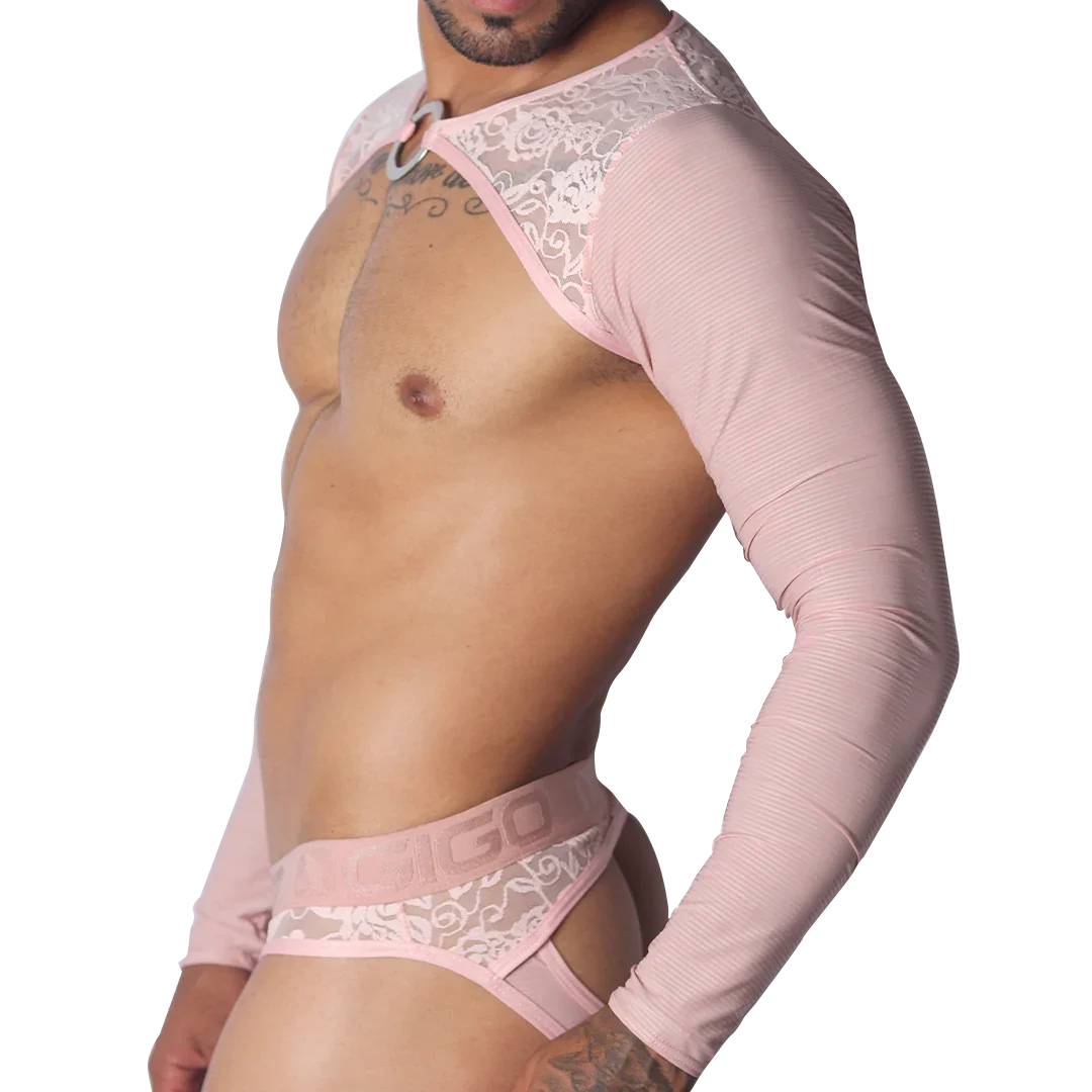 Romantic Pink Harness front view by Gigo Underwear