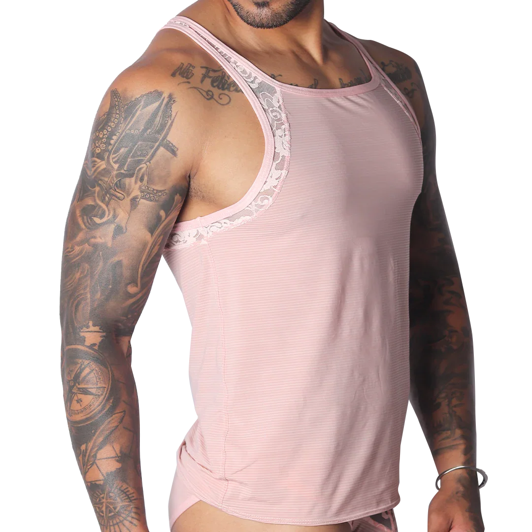 Romantic Pink Tank front view by Gigo Underwear