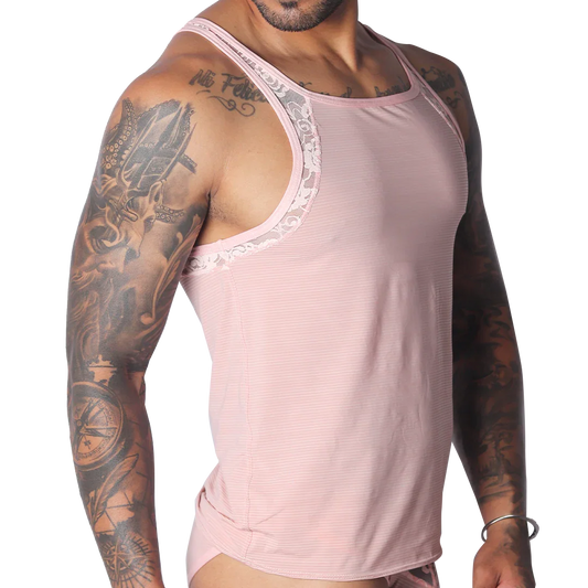 Romantic Pink Tank front view by Gigo Underwear