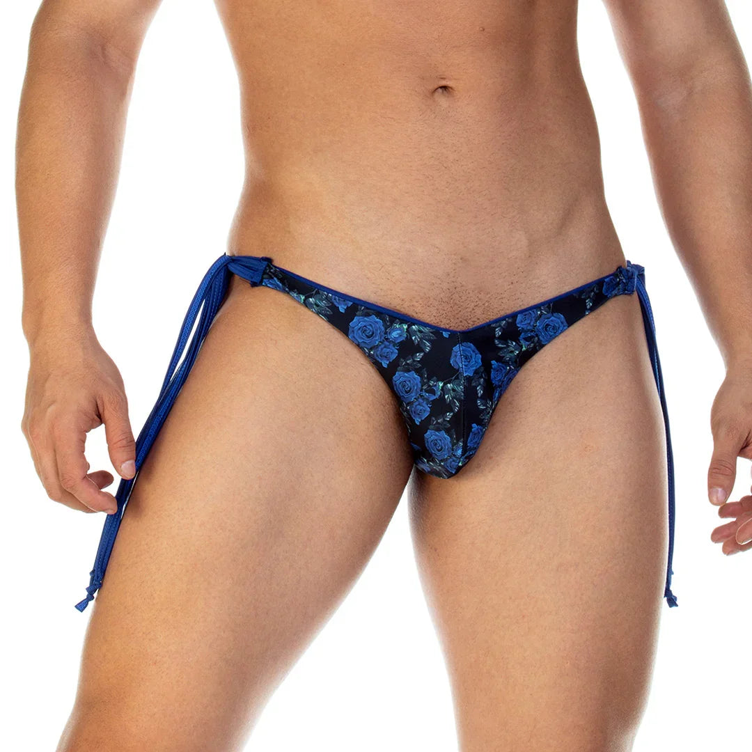 Rose Blue Swim Brief on model by Gigo Underwear