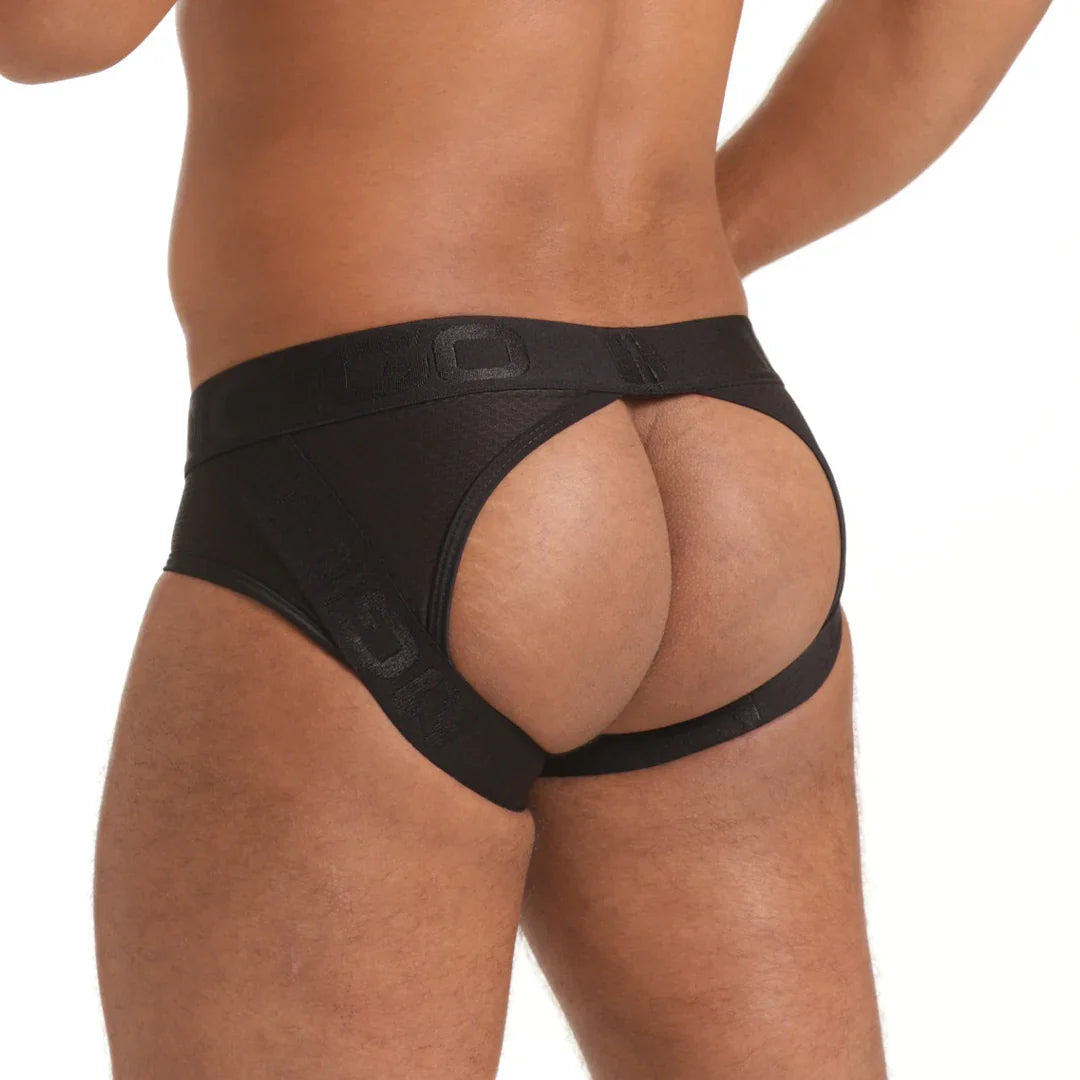 Scanaling Black Brief Jockstrap back view by Gigo Underwear