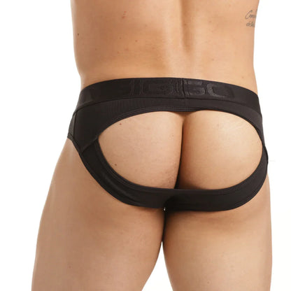 Scanaling Black Brief Jockstrap on model by Gigo Underwear