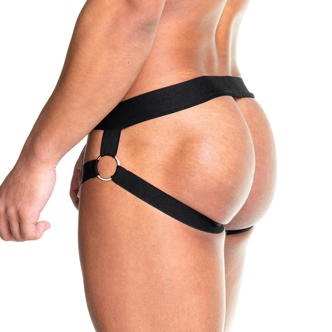 Skin Black Jockstrap front view by Gigo Underwear