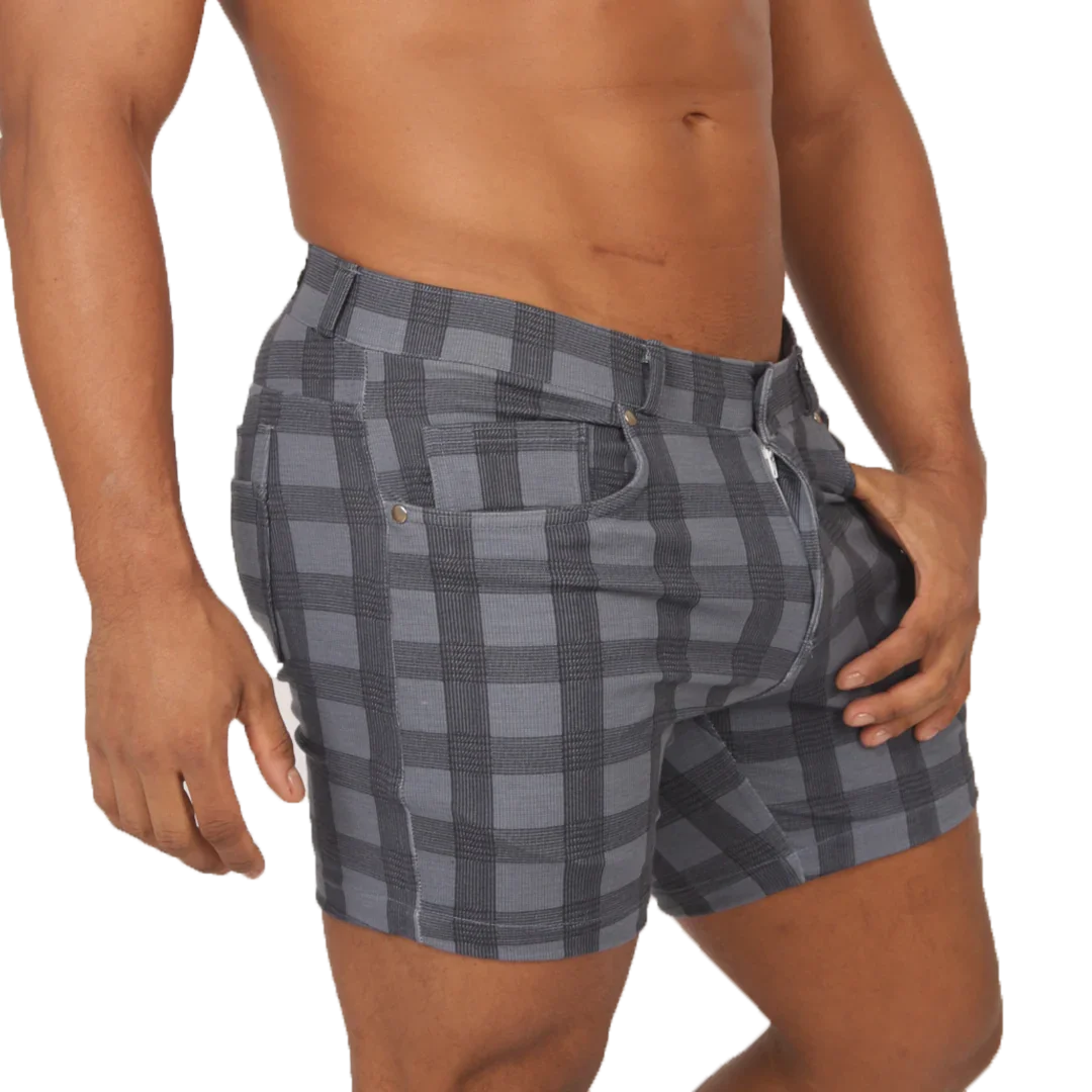 Social Blue Square Short front view by Gigo Underwear