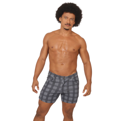 Social Blue Square Short on model by Gigo Underwear