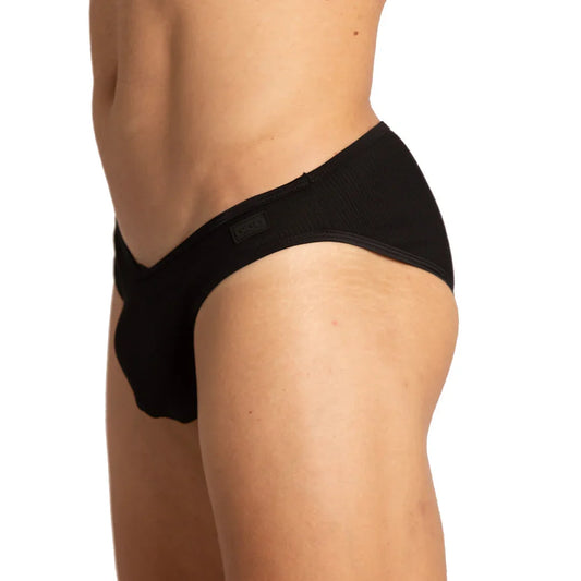 Soft Black Brief front view by Gigo Underwear
