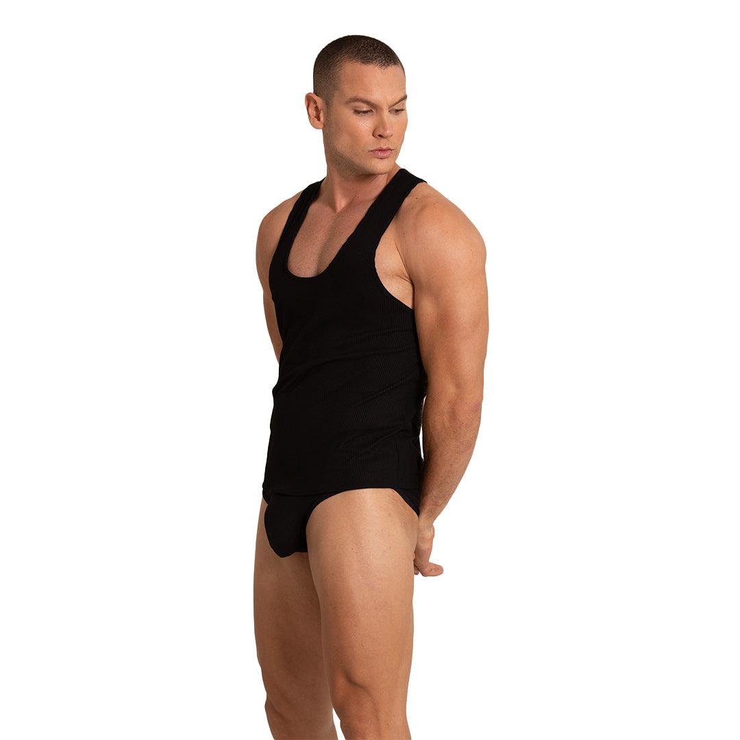 SOFT BLACK TANK - Gigo Underwear & MensWear