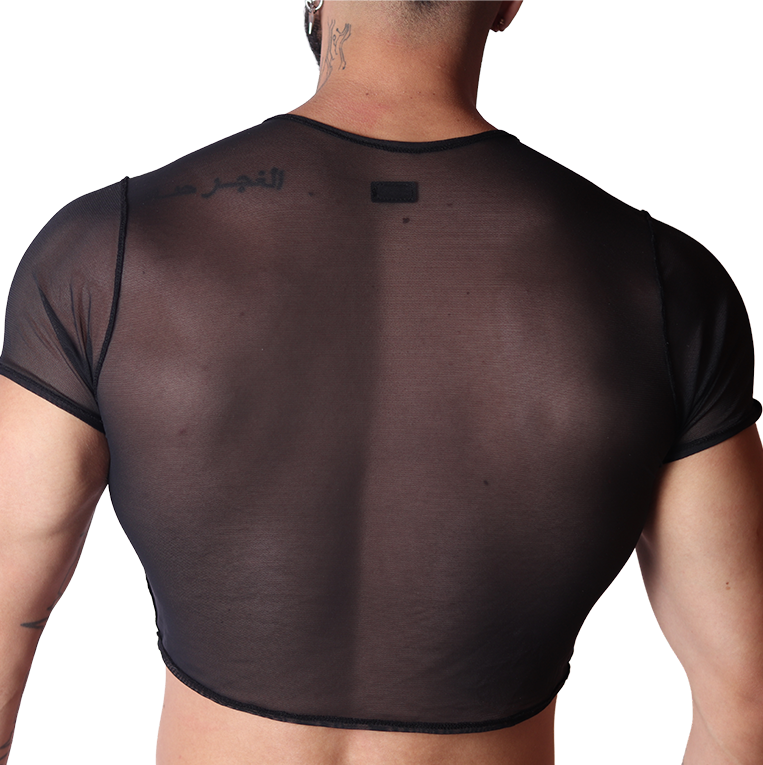 Spectrum Black Crop Top back view by Gigo Underwear