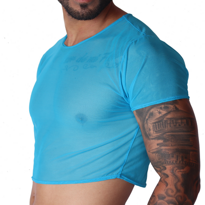 Spectrum Blue Crop Top front view by Gigo Underwear