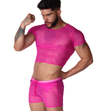 Spectrum Fuchsia Crop Top on model by Gigo Underwear