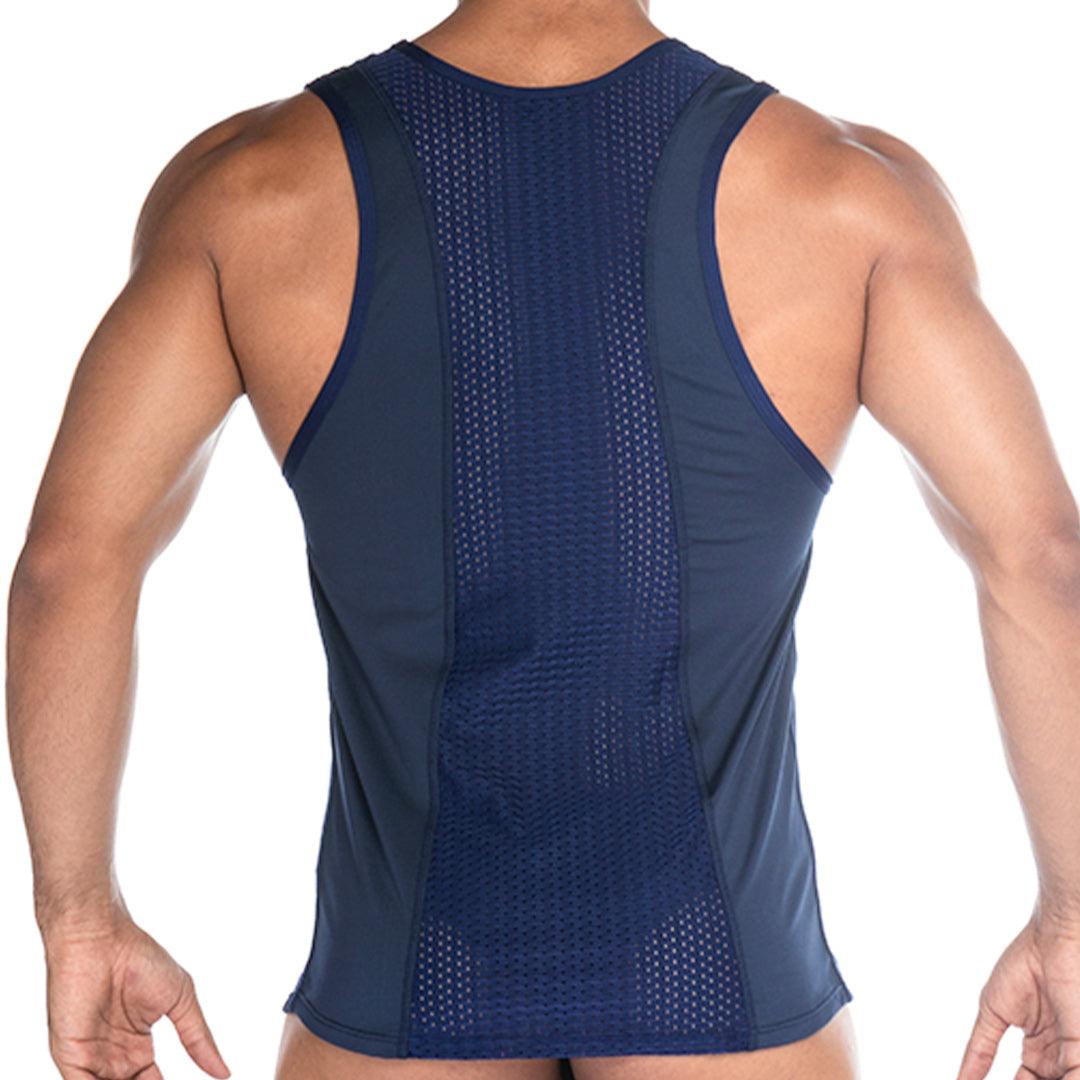 STRECH BLUE TANK - Gigo Underwear & MensWear