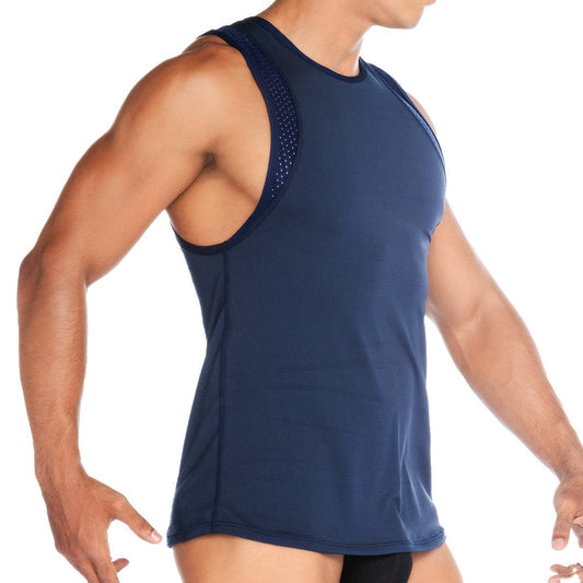 STRECH BLUE TANK - Gigo Underwear & MensWear