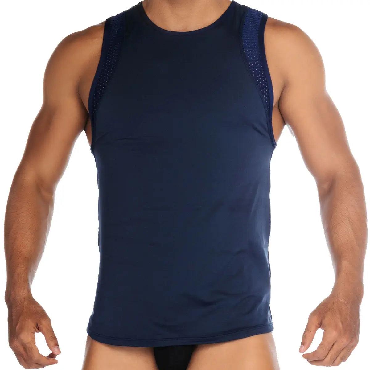 STRECH BLUE TANK - Gigo Underwear & MensWear