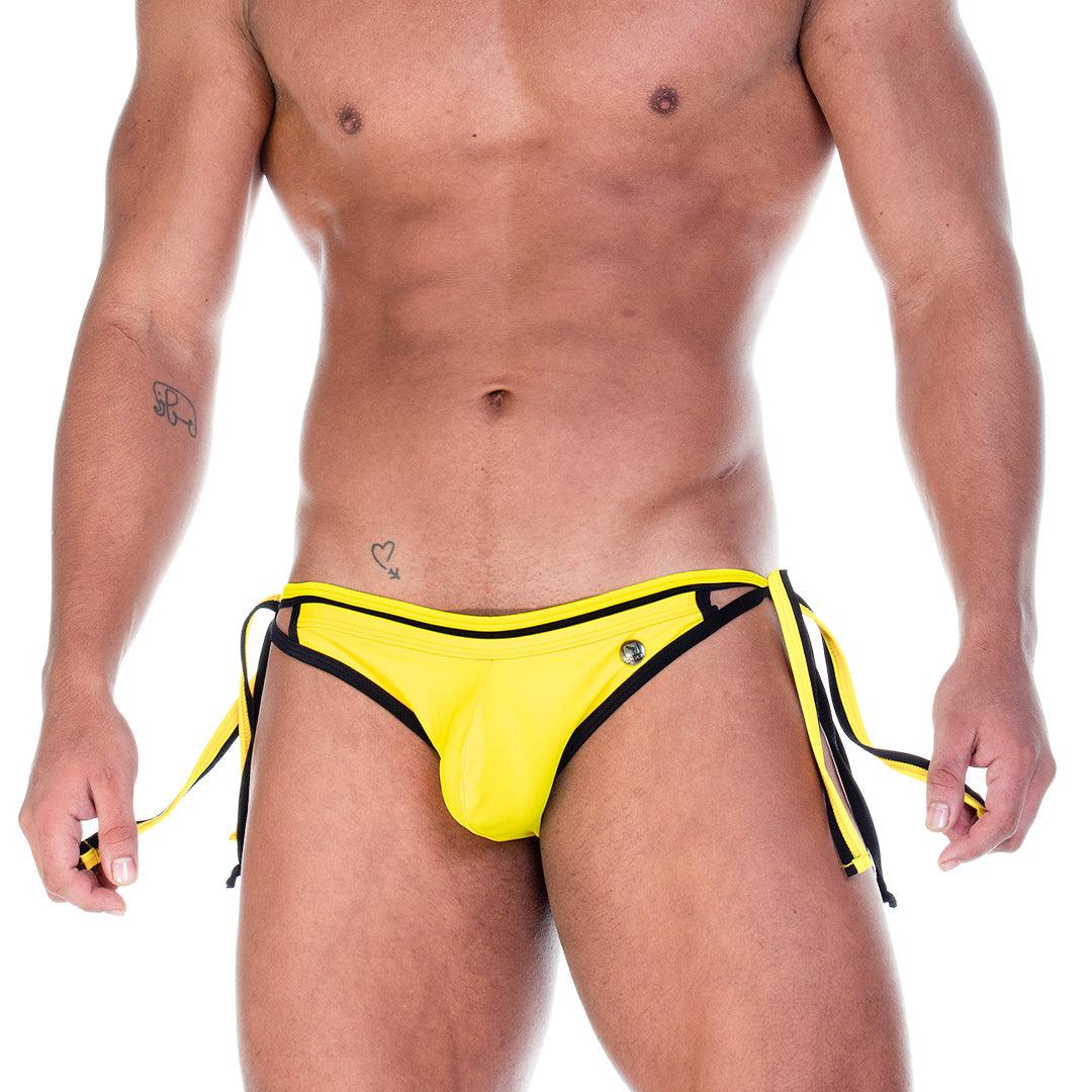 STRIP YELLOW SWIM BRIEF - Gigo Underwear & MensWear