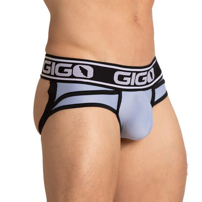 Style Blue Brief Jock front view by Gigo Underwear