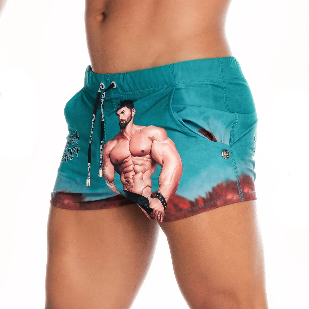Super Daddy Blue Beachwear front view by Gigo Underwear