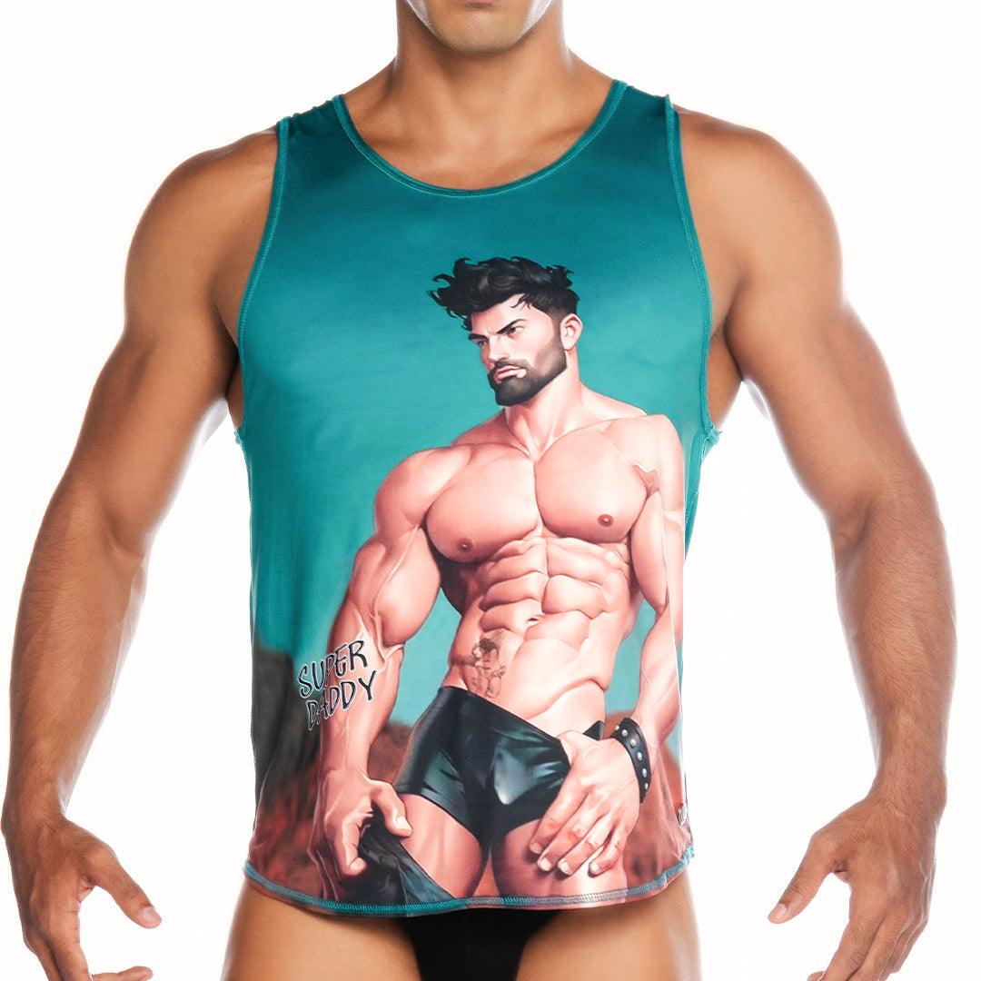 SUPER DADDY BLUE TANK - Gigo Underwear & MensWear