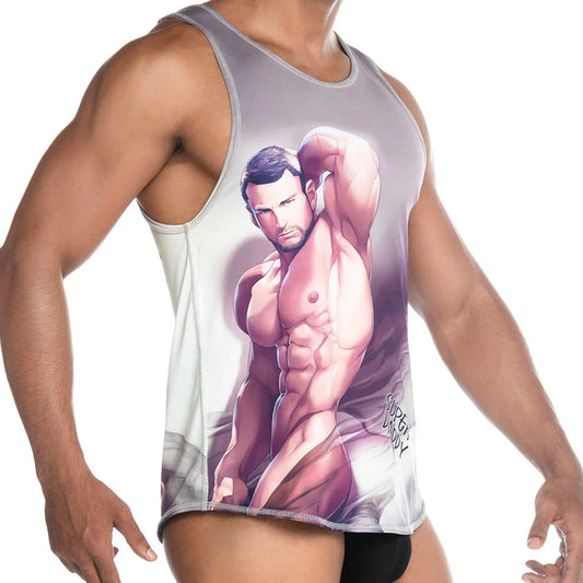 Super Daddy Brown Tank front view by Gigo Underwear