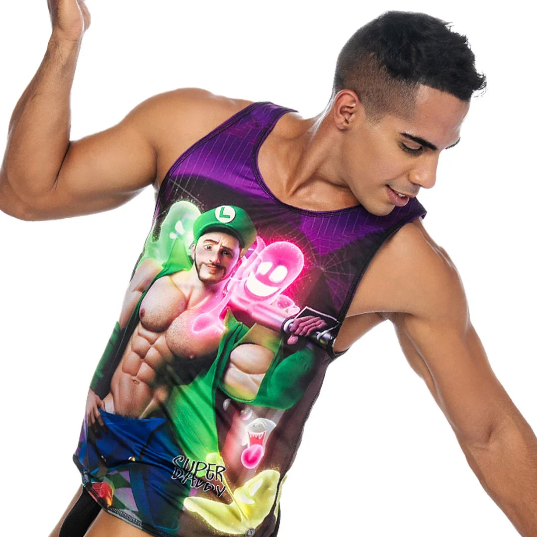 Super Daddy Purple Tank back view by Gigo Underwear