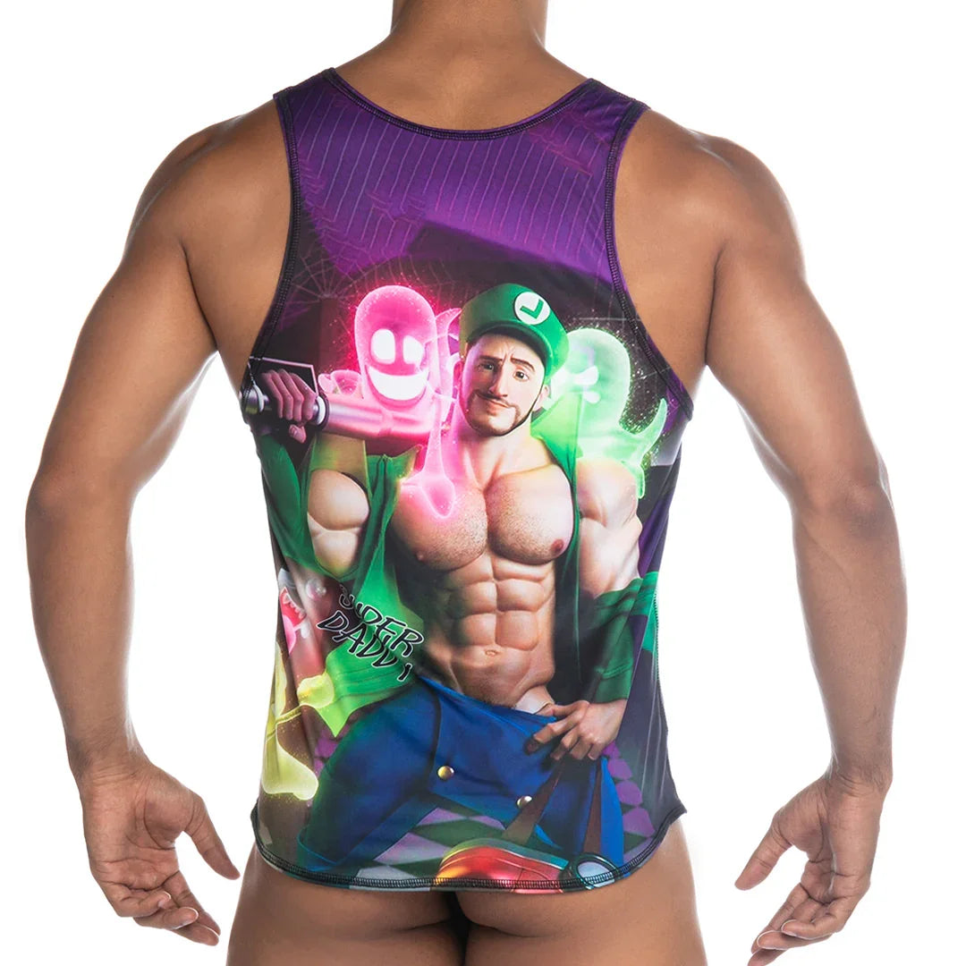 Super Daddy Purple Tank front view by Gigo Underwear