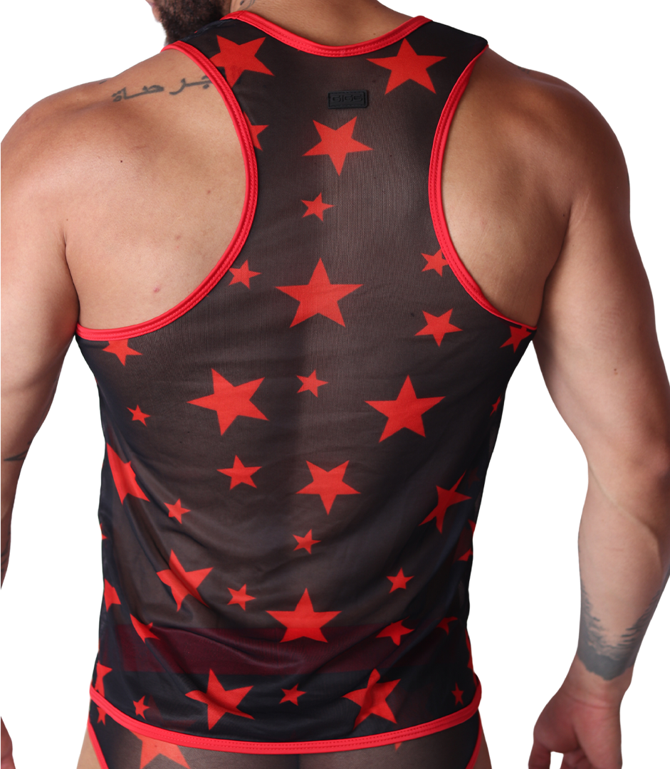 Star Red Tank back view by Gigo Underwear
