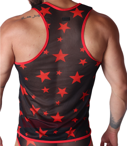 Star Red Tank back view by Gigo Underwear