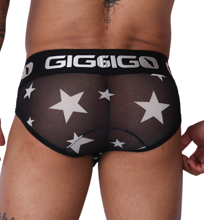 Star White Brief back view by Gigo Underwear