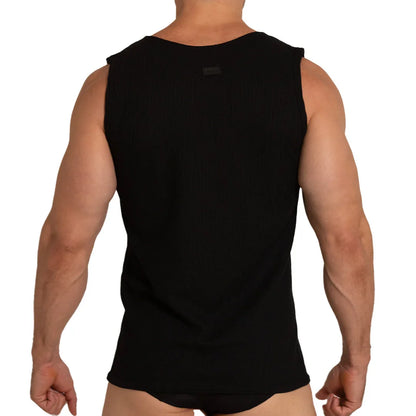 Tissue Black Tank on model by Gigo Underwear
