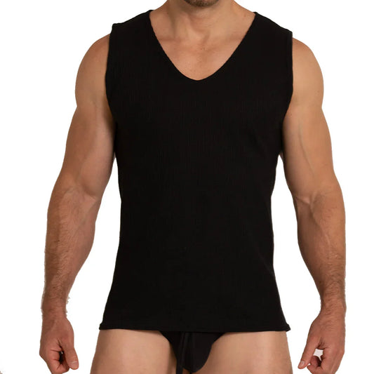 Tissue Black Tank front view by Gigo Underwear