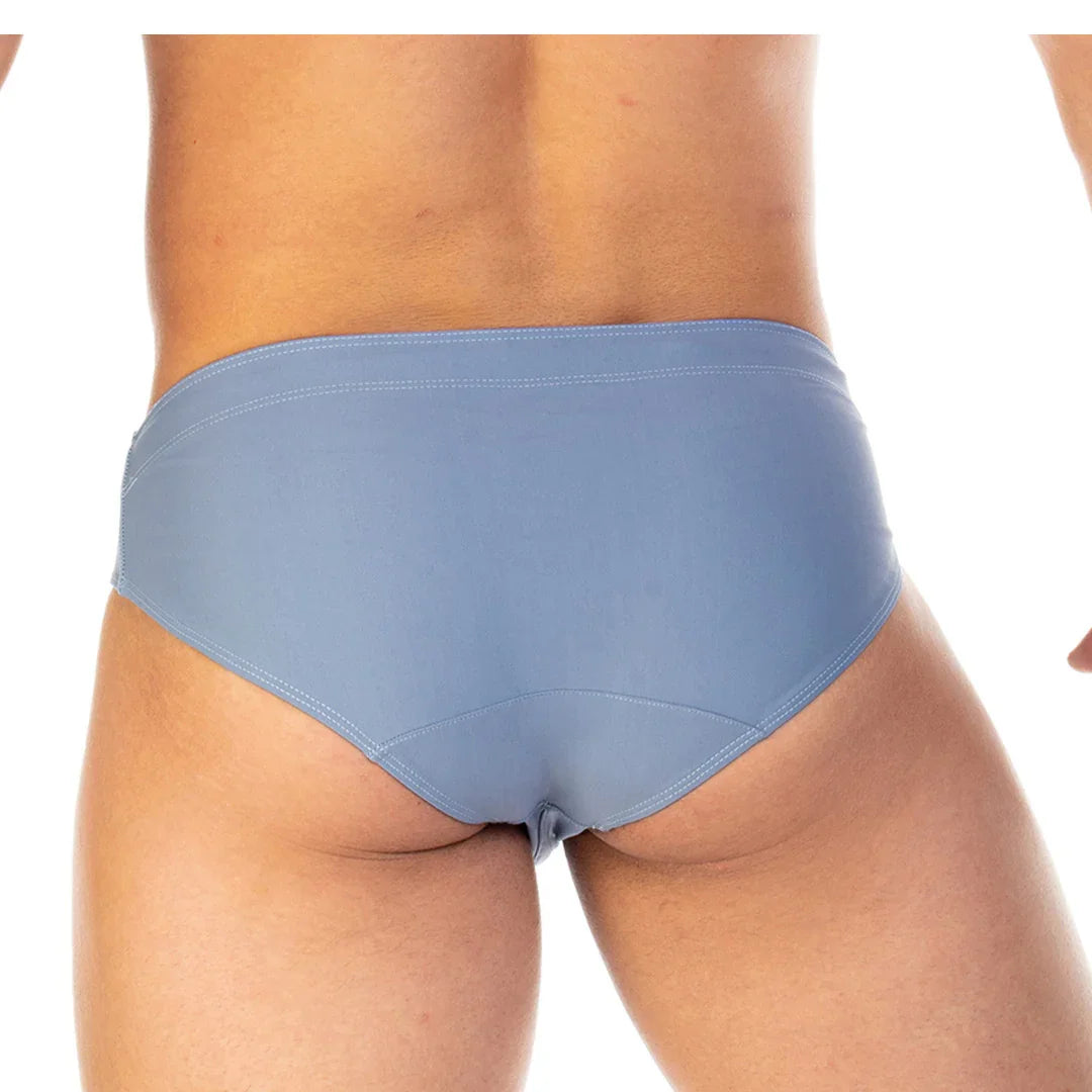 Traditional Blue Swim Brief back view by Gigo Underwear