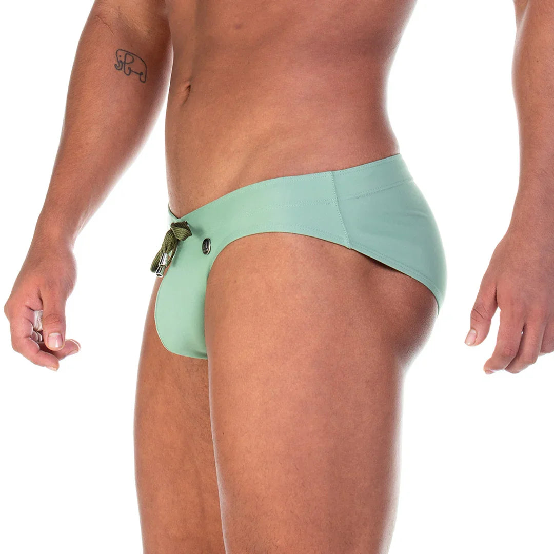 Traditional Green Swim Brief back view by Gigo Underwear