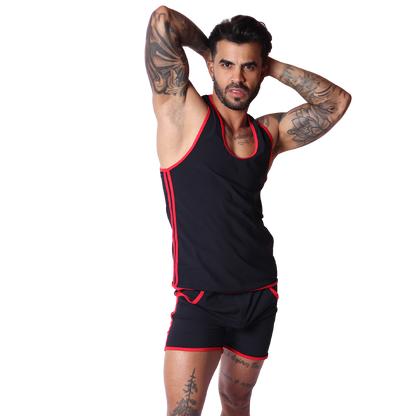 Typer Black Tank on model by Gigo Underwear