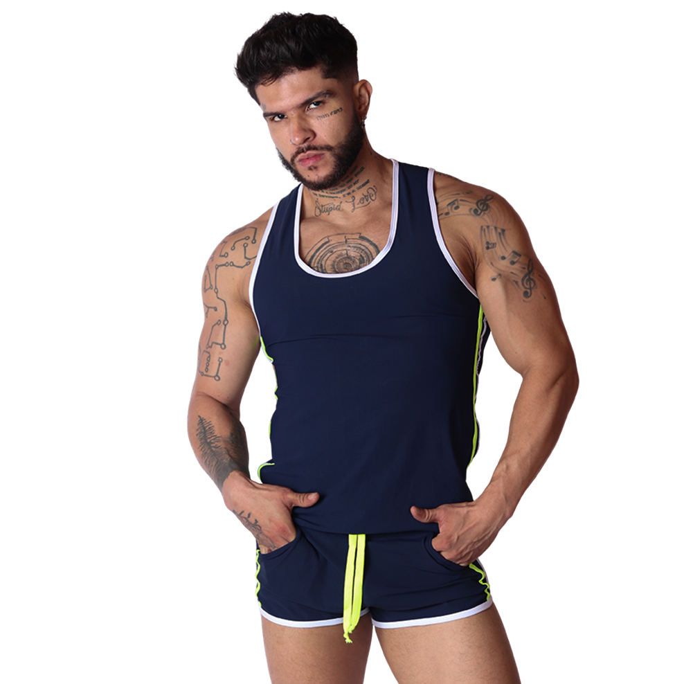Typerhot Blue Tank on model by Gigo Underwear