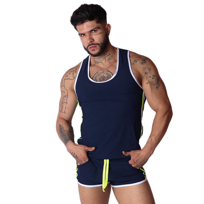 Typerhot Blue Tank on model by Gigo Underwear