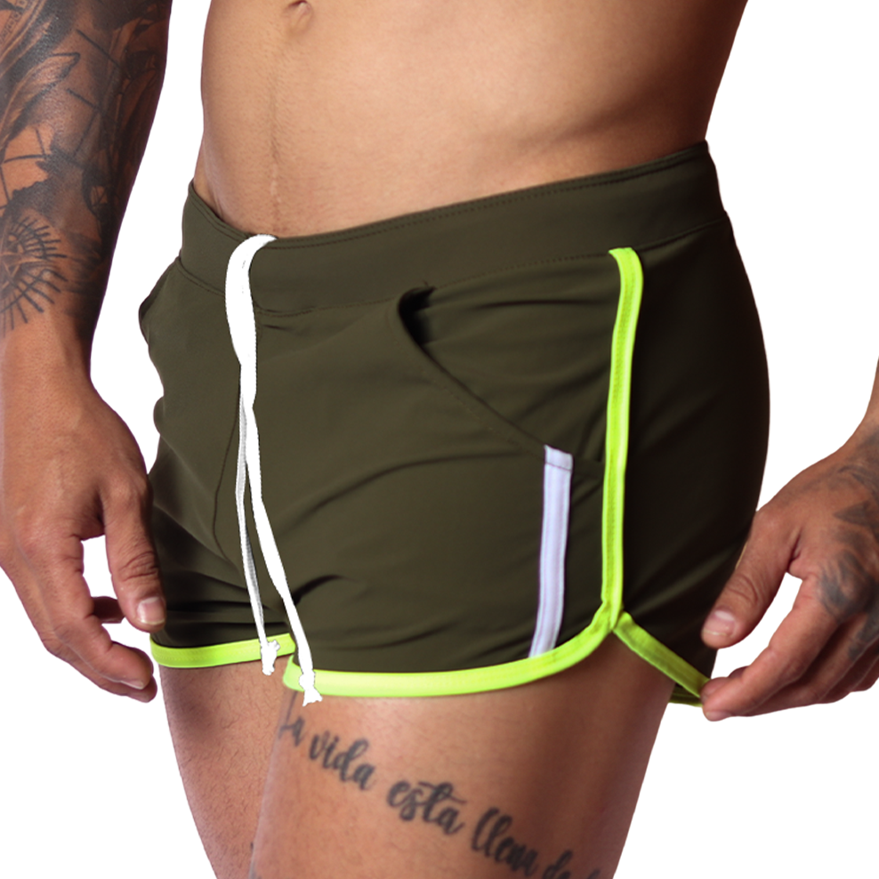 Typerhot Green Shorts front view by Gigo Underwear