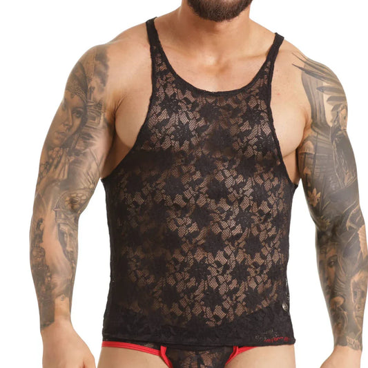 Vibrant Black Tank front view by Gigo Underwear